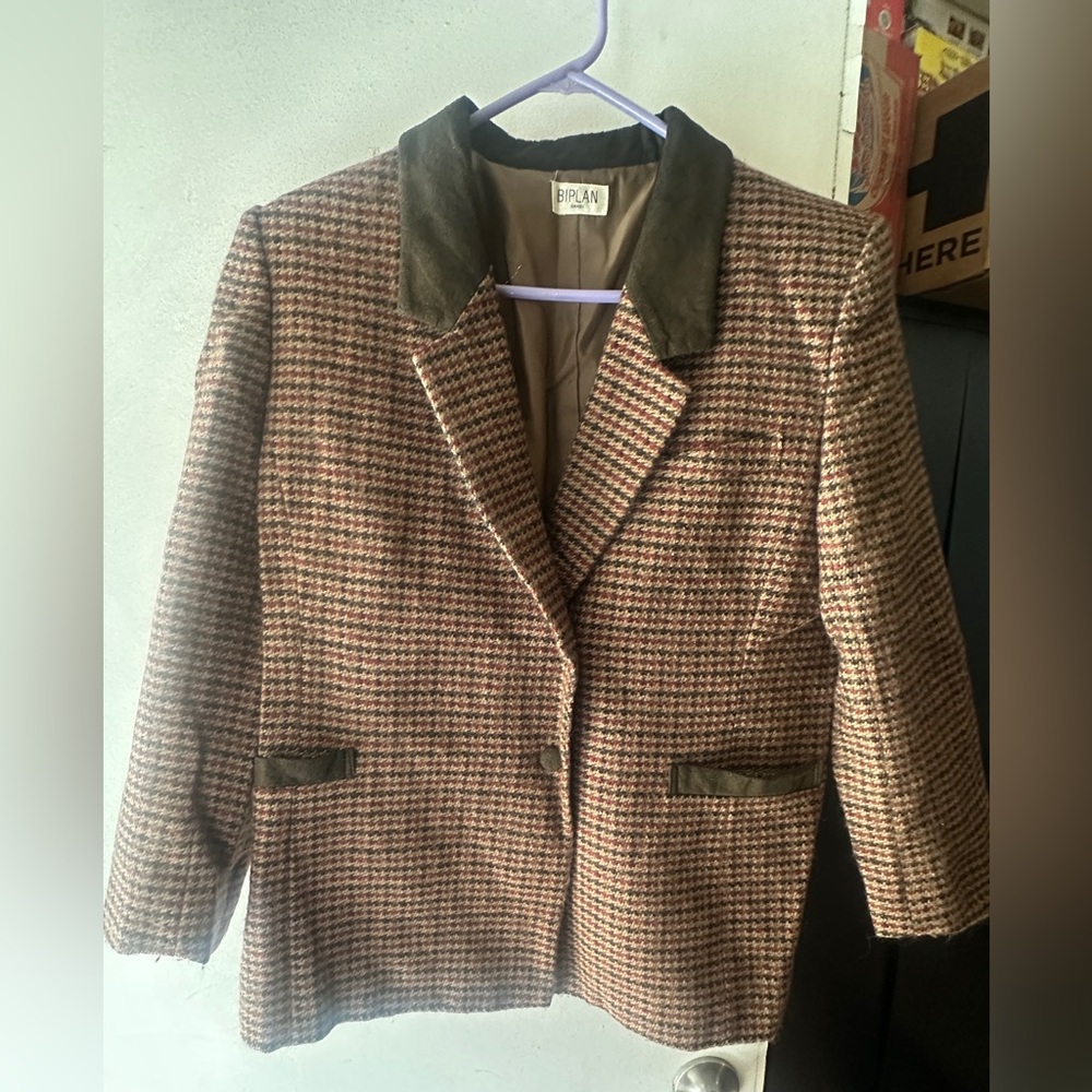 Women's Brown Houndstooth Blazer